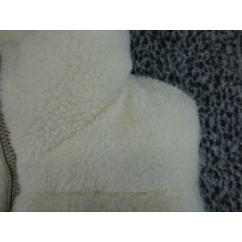 Garage Sherpa Puffer Vest Womens Medium Cream Ivory Faux Shearling Full Zip‎ Coz